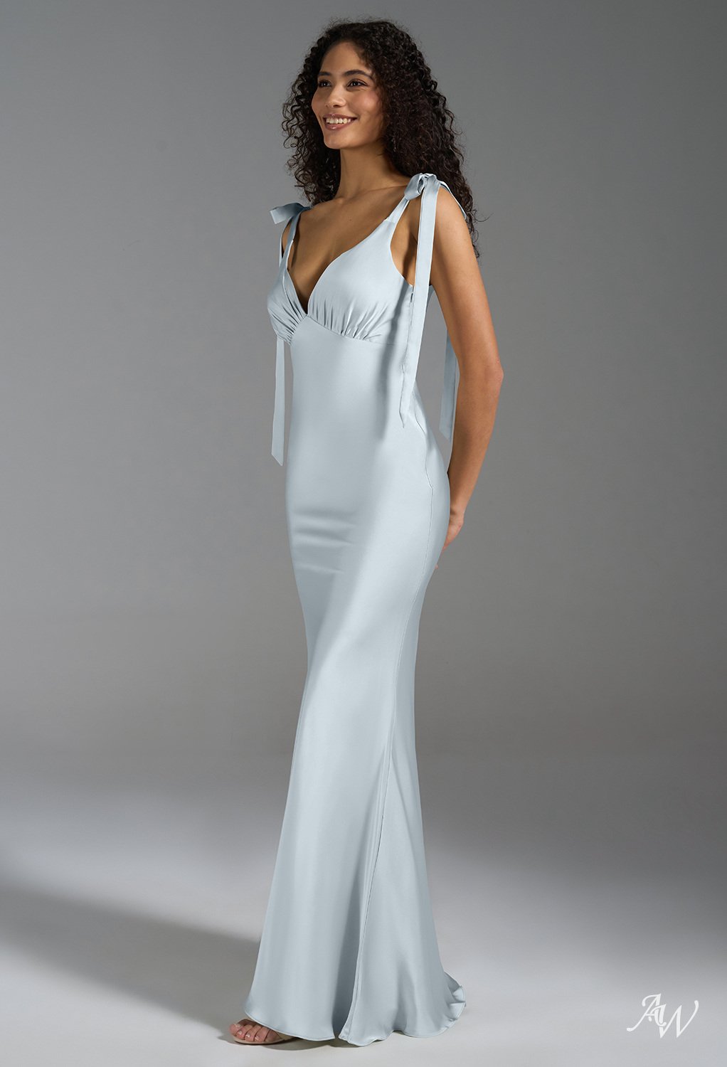 AW Chiara Baby Blue Satin Charmeuse Bridesmaid Dresses image5